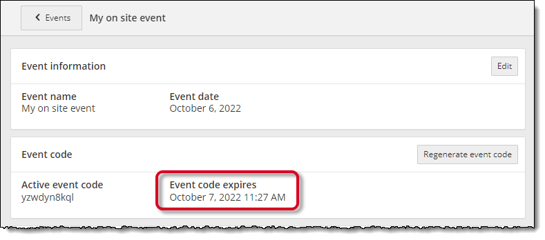 Expired event code.